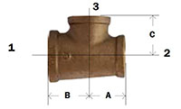 Reducing Run Tee Bronze Diagram